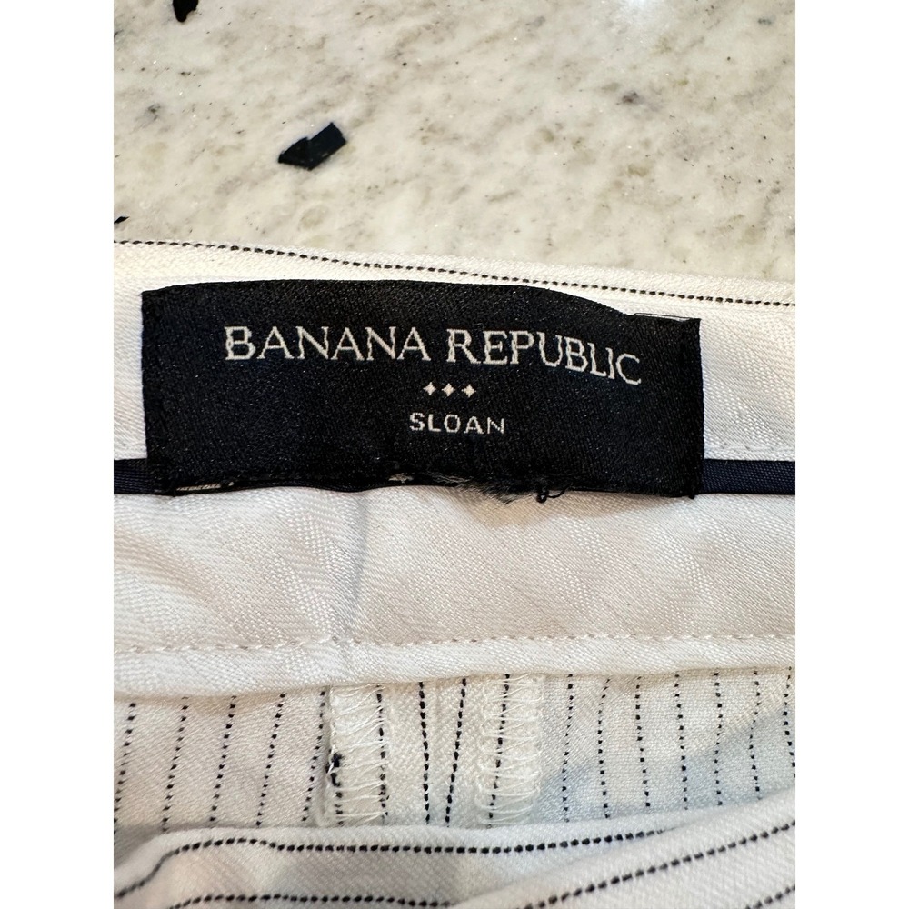 Banana Republic Sloan Pants Womens 16 White Pinstripe Slim Ankle Bi-Stretch Work - Picture 3 of 7